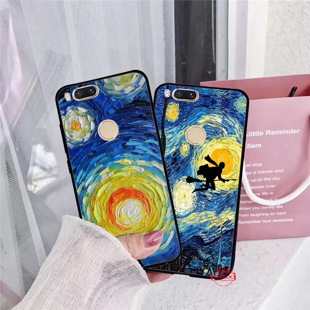 Картина маслом с изображением звездной ночи звезда Силиконовая Мягкий чехол для