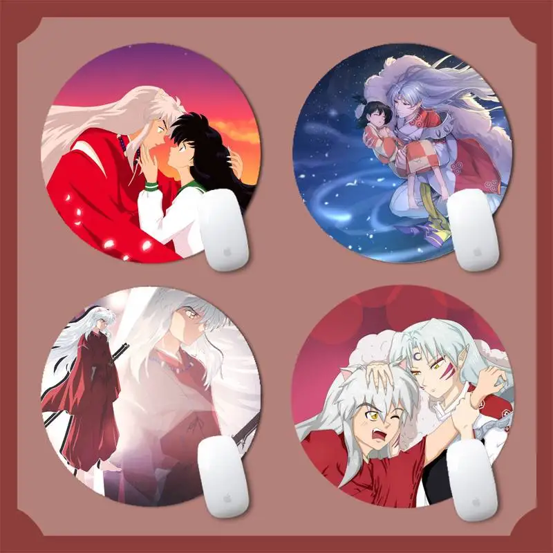 

Подушка для мыши Inuyasha с рисунком из аниме «сделай сам», круглая Нескользящая подушка