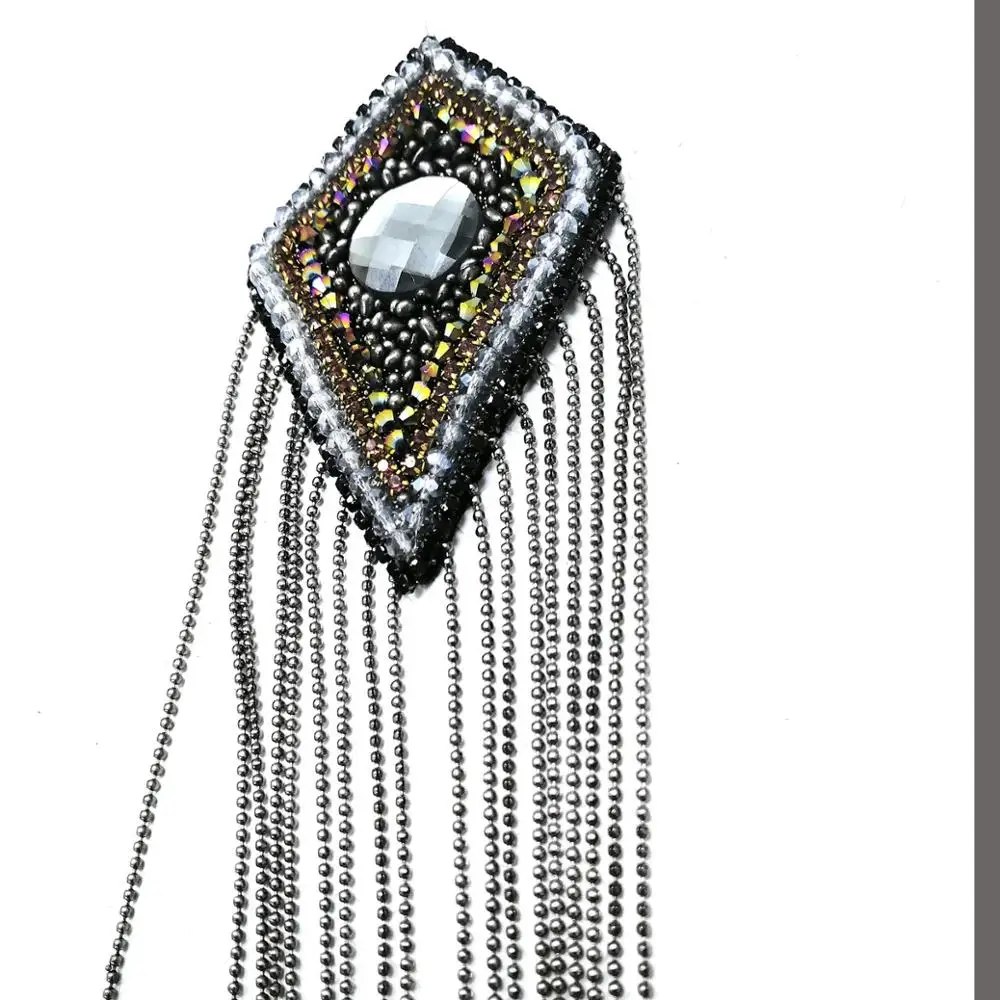 2 шт. черные эполеты с бусинами для одежды|Заплатки| |