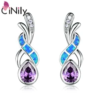 cinily created blue red fire opal purple red zircon cubic zirconia silver plated wholesale women jewelry stud earrings oh4170 71