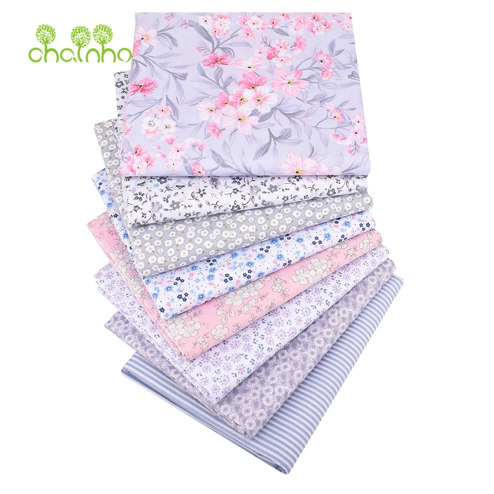Chainho 8 шт./лот серая Цветочная серия набивная саржевая хлопковая ткань Лоскутная