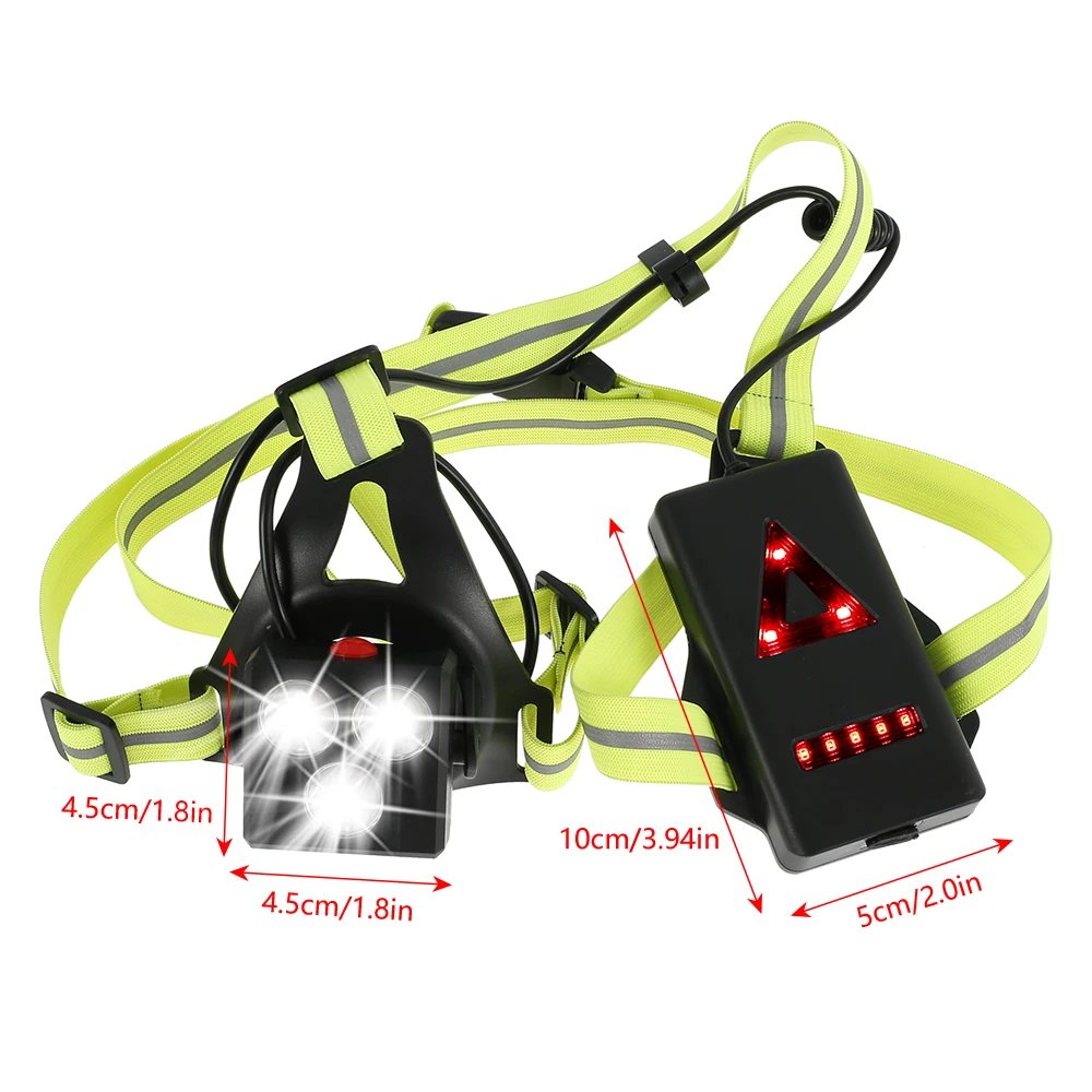 

Outdoor Sport Running Light Lamp LED Chest Lamp USB Rechargeable 3Modes Torch With Back Warning Light Camping Cycling Flashlight