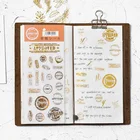 Бронзовая наклейка, послеметка, растение, алфавит, серия, детский ручной дневник, DIY Декор стикер для канцелярских товаров