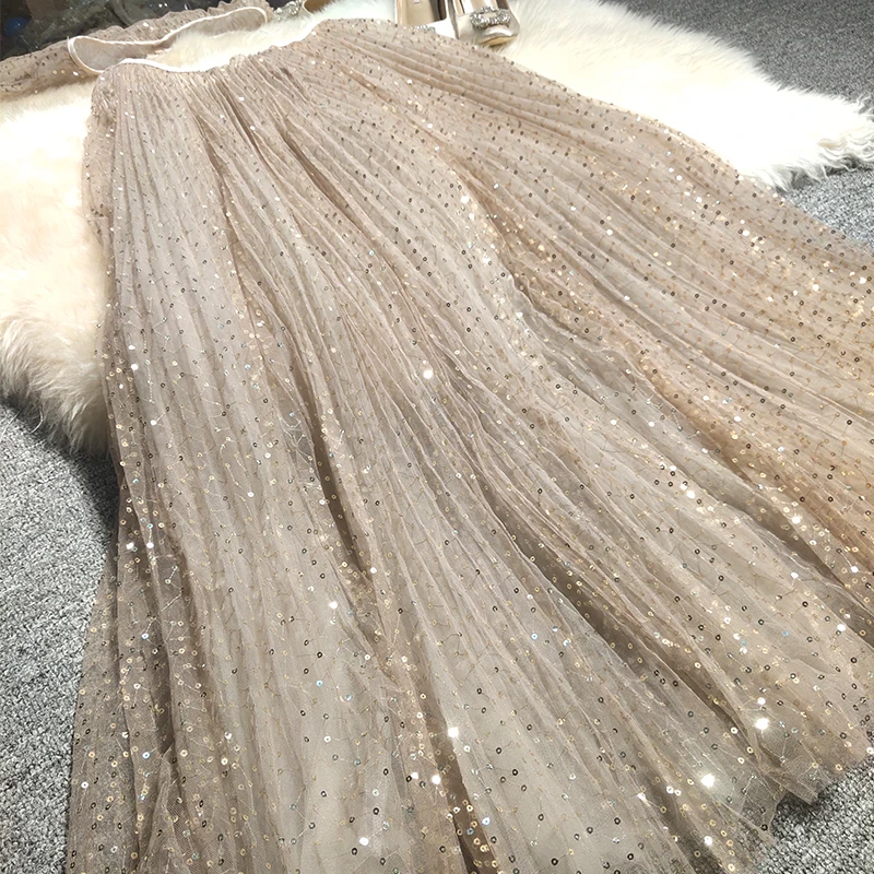 

Dream skirts The beauty stars heavy embroidery sequins sky stars glitter gauze skirt