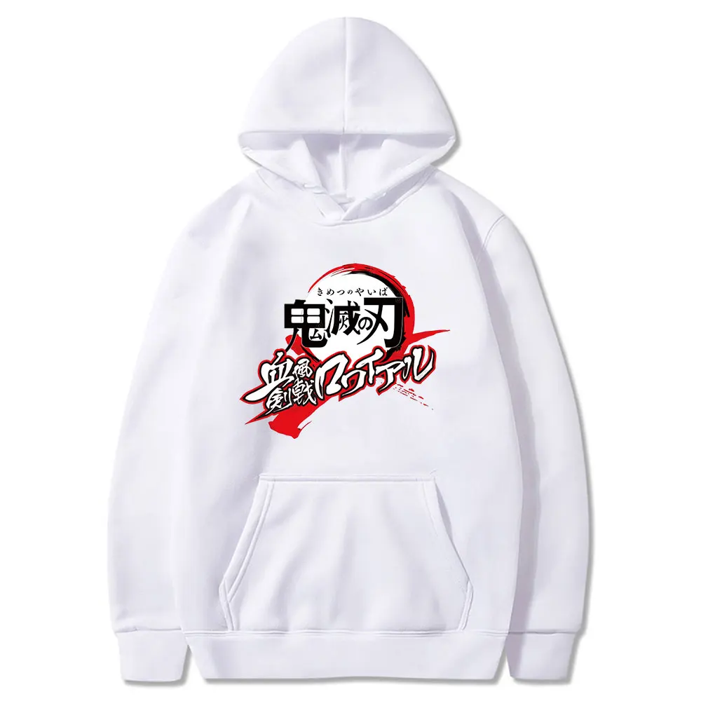 

100% cotton Japan Anime Kimetsu No Yaiba Logo Hoodies Men Women Funny Cartoon Demon Slayer Harajuku Casual Winter Oversized