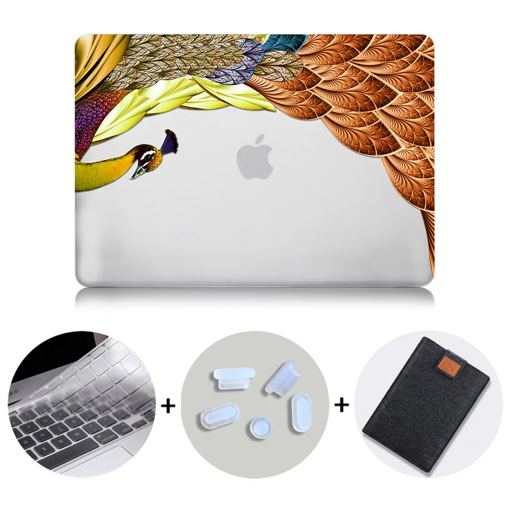 MB08 MTT Хрустальный чехол с перьями для Macbook Air Pro retina 11 12 13 15 дюймов с сенсорной панелью с принтом павлина Твердый Чехол 13,3 ''чехол для ноутбука - Цвет: MB08