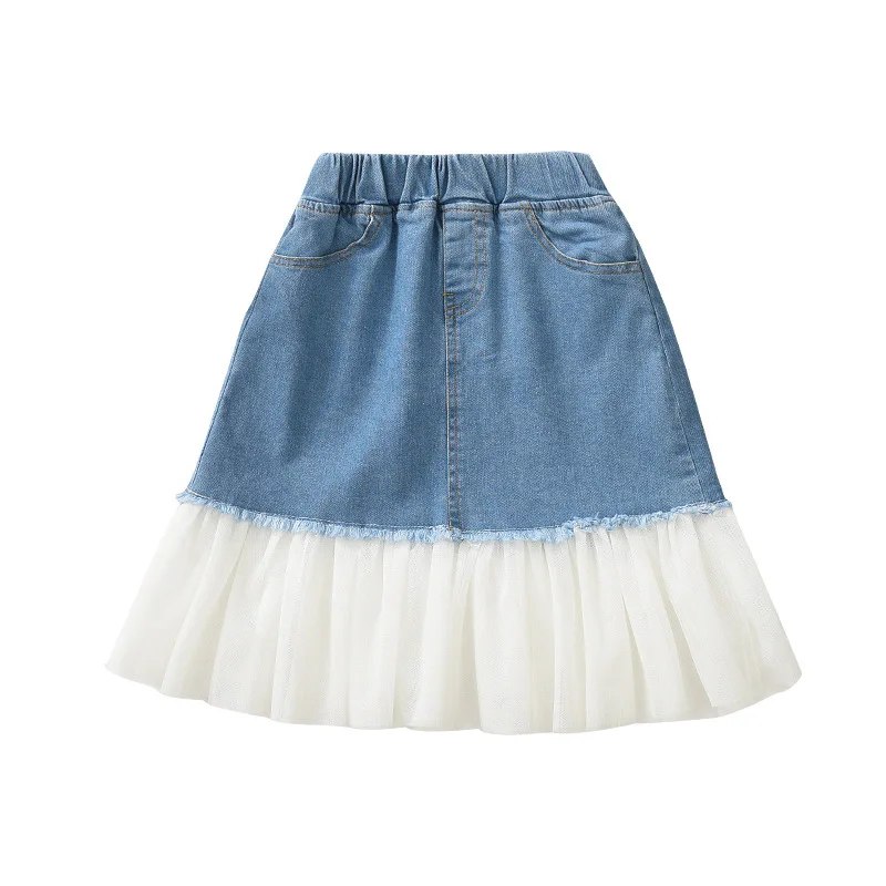 2020 джинсовые сетчатые юбки для больших девочек весенне-осенняя и летняя одежда