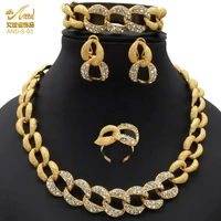 african necklace set dubai luxury wedding bridal jewelery womens gold hawaiian party sets torus big earrings rings turkey 24k