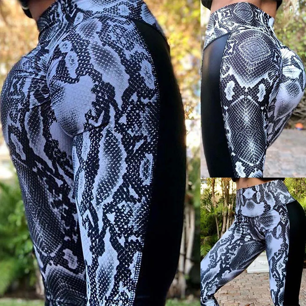 Snakeskin Pattern Yoga Pants Women High Waist Elastic Leggings Sport Fitness Feminina Tights Energy Seamless 2. | Спорт и