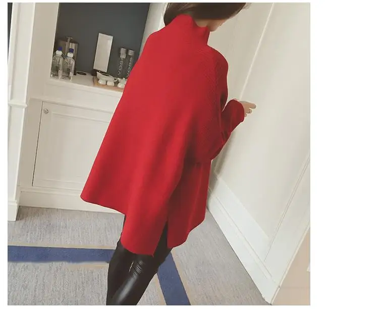 2021 женский свитер однотонный пуловер с высоким воротом полный рукав летучая мышь