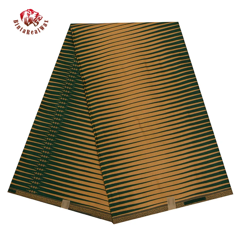 

Bintarealwax Polyester African Fabric Brown Striped Sewing Fabrics for Patchwork Needlework DIY Handmade Accessories FP6400