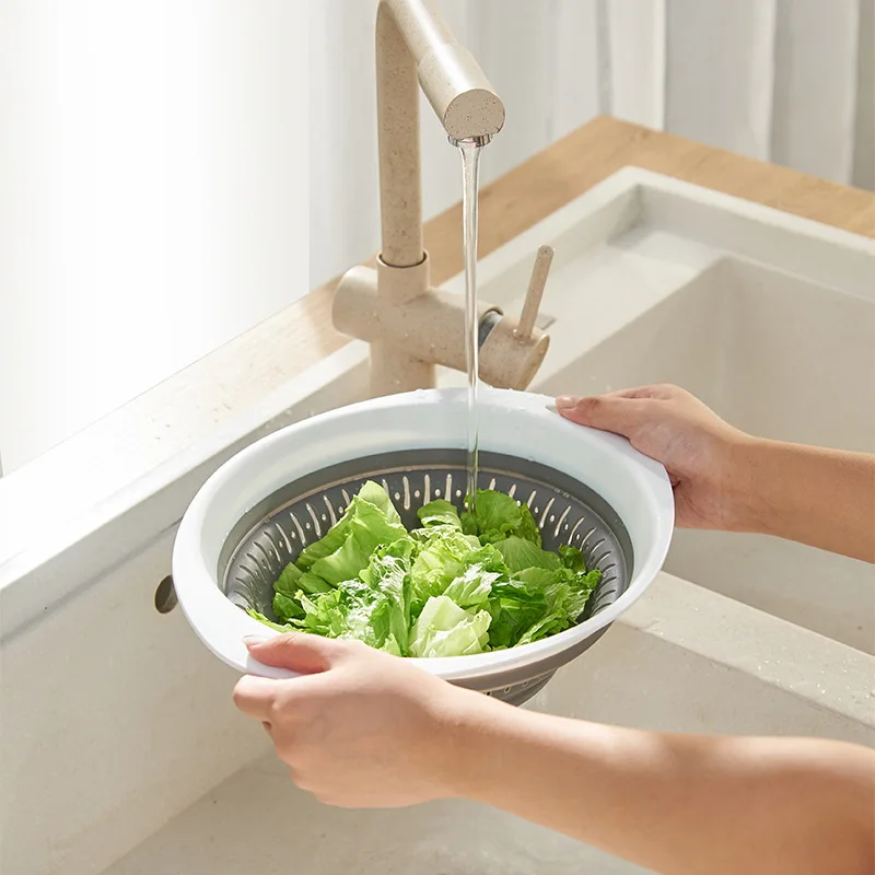 

Collapsible Colander(3Sets) Food Strainer Baskets for Draining Pasta Spaghetti Fruits and Vegetables Kitchen Tool Safe Non-Toxic