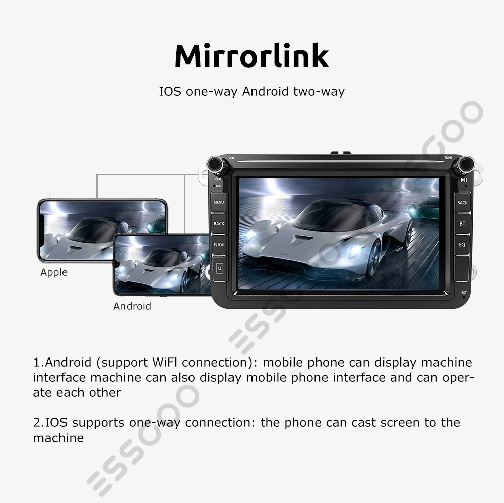 ESSGOO 2G 32G Android 9 Car Radio Stereo 2 Din 8 inch Autoradio GPS Navigation Multimedia Player For Volkswagen VW Seat Skoda | Автомобили