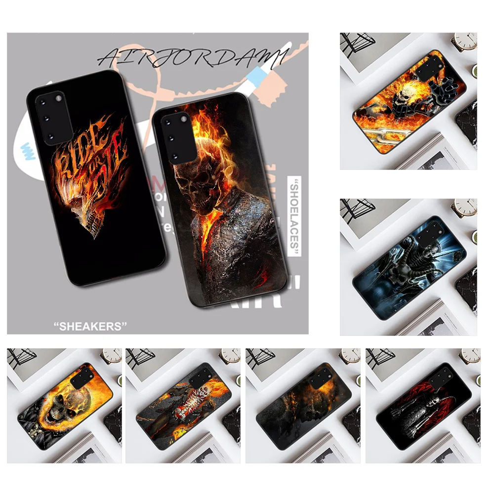 

NBDRUICAI Skull Biker Demon Ghost Rider Black Soft Shell Phone Case Capa for Samsung S20 plus Ultra S6 S7 edge S8 S9 plus S10 5G