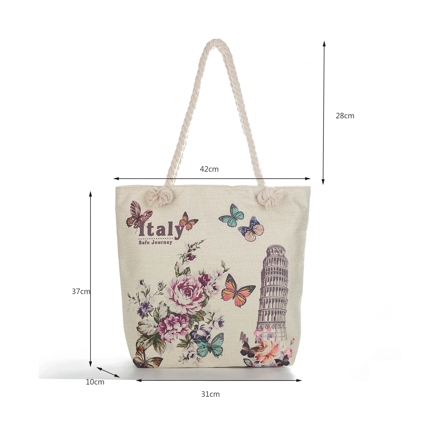 

Eiffel Iron Tower Printing Linen WOMEN'S Bag the Big Ben Clock One-Shoulder Handbag Cross-outside Large-Volume Tote Bag