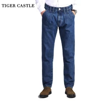 tiger castle mens 100 cotton thick jeans denim pants fashion blue baggy male overalls classic long quality spring autumn jeans