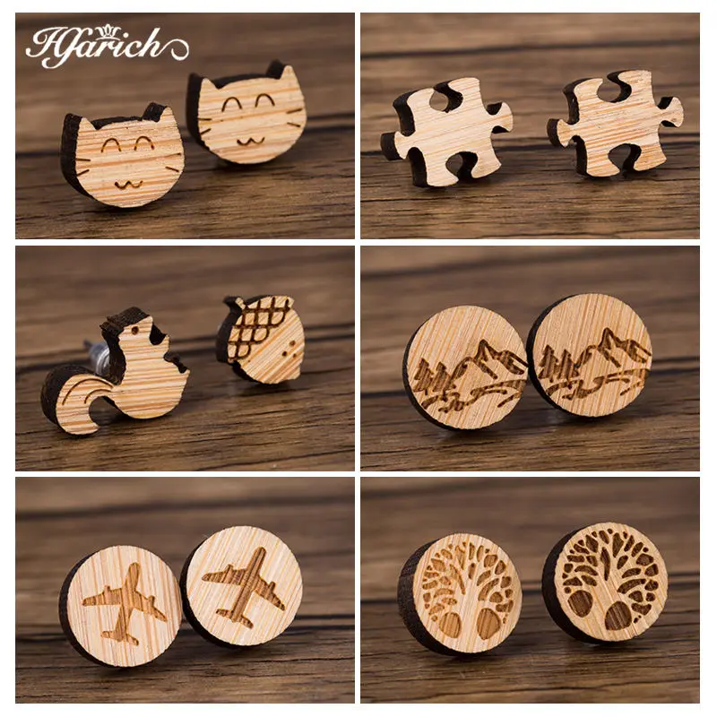 Hfarich милый кот белки и сосны серьги орехи для женщин девочек деревом жизни Стад