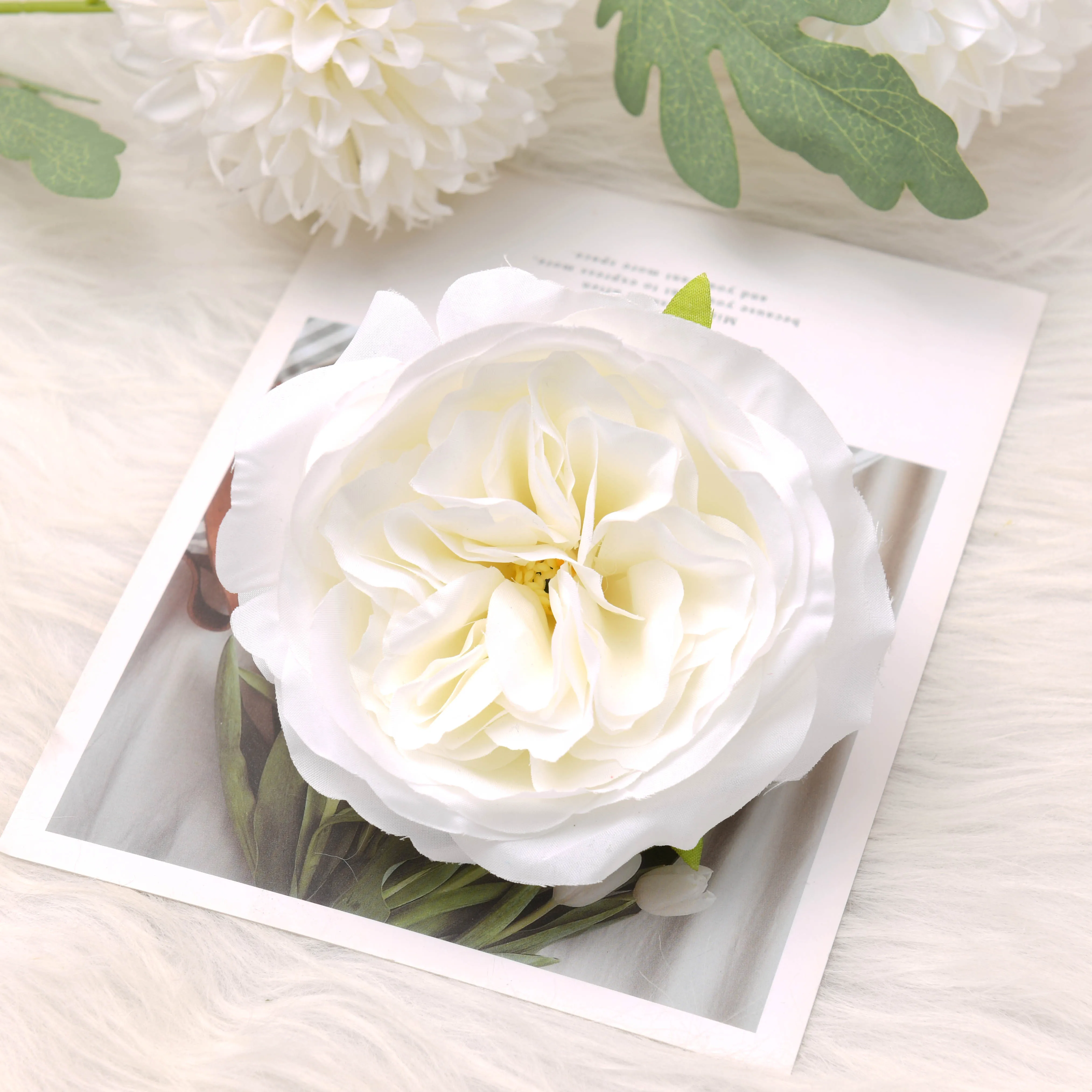

10pcs 11cm White Peony Artificial Silk Flower Heads For Wedding Decoration DIY Wreath Gift Box Scrapbooking Craft Fake Flowers