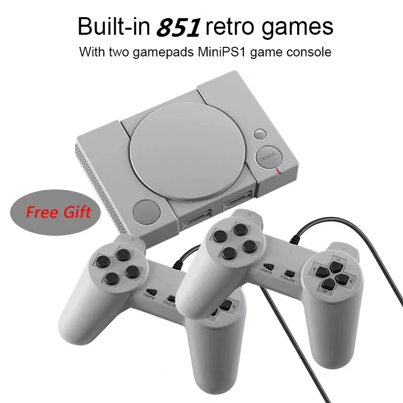 

Мини ТВ игровой чехол 8 бит Ретро видео игровая консоль с двумя геймпадами встроенные 851 игр портативный игровой плеер AV выход для PS1