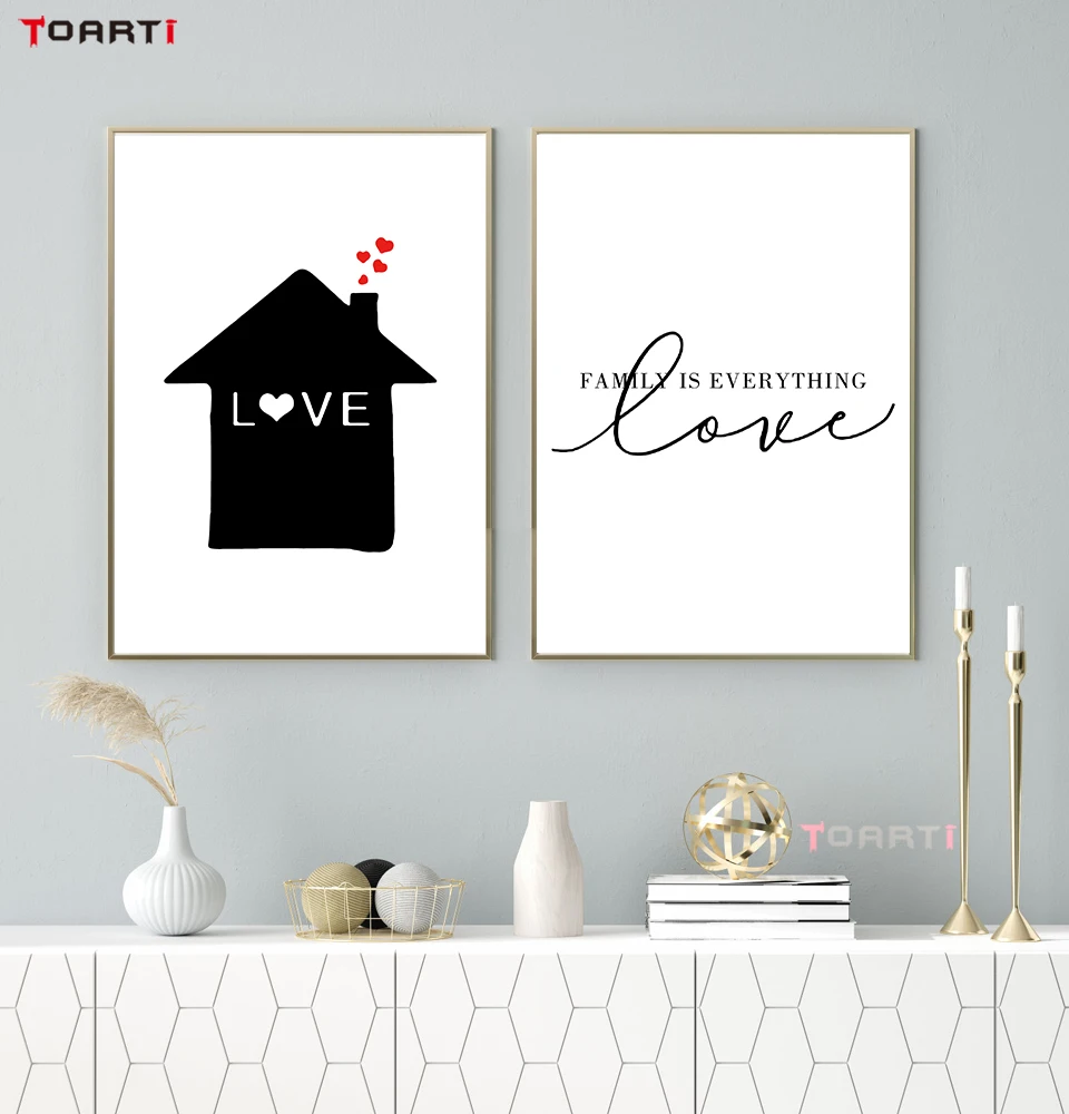 Печатные плакаты с семейными цитатами современная картина буквами любви на