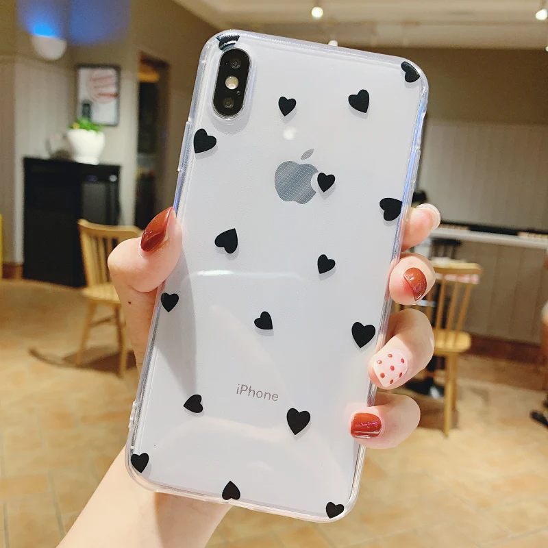 Мягкий чехол для телефона из тпу iPhone SE 2020 силиконовый с сердцем простой накладка 7