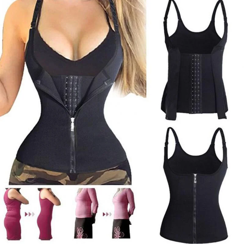 

High Quality Women Corset Shapewear Waist Trimmer Fat Burning Zipper Body Shaping Slimming Top X85