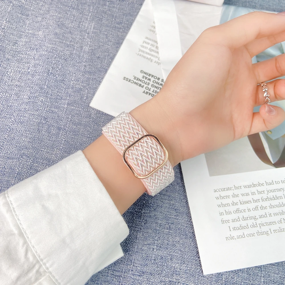 Ремешок Solo Loop нейлоновый для Apple watch band 44 мм 40 38 42 41 45 регулируемый строительный