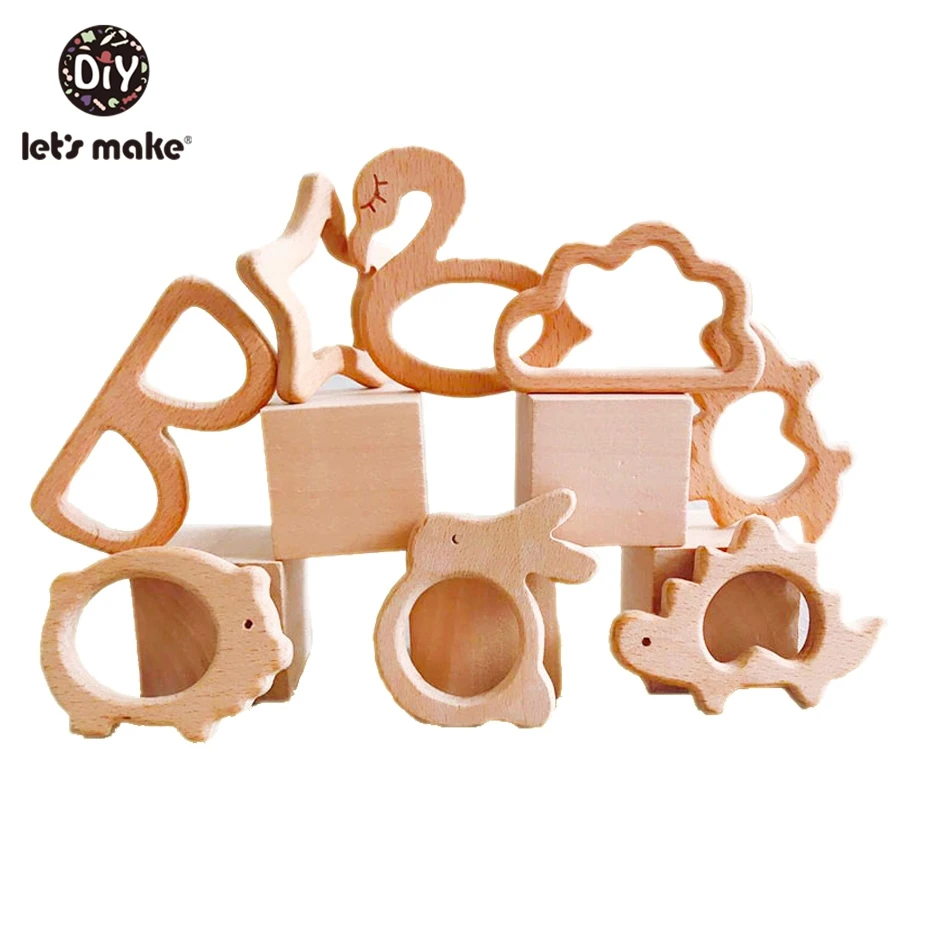50 шт./лот детский деревянный Прорезыватель для зубов деревянные игрушки из бука в