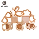 Детский деревянный Прорезыватель Let's Make 50 шт.лот, Мультяшные животные в форме Букового дерева, игрушки для малышей, для прорезывания зубов, аксессуары сделай сам, детский Прорезыватель