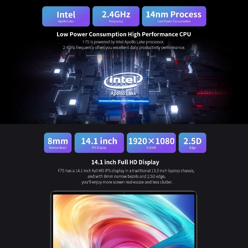 Teclast F7S ноутбук 14 1 &quot8 ГБ ОЗУ 128 Гб SSD Windows 10 Intel N3350 двухъядерный 2 4 ГГц 2.0MP