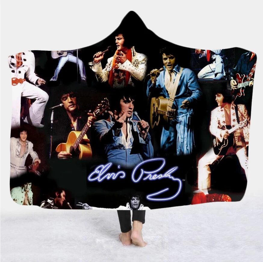 Одеяло Elvis Presley с капюшоном одеяло 3D принтом пригодное для носки Флисовое