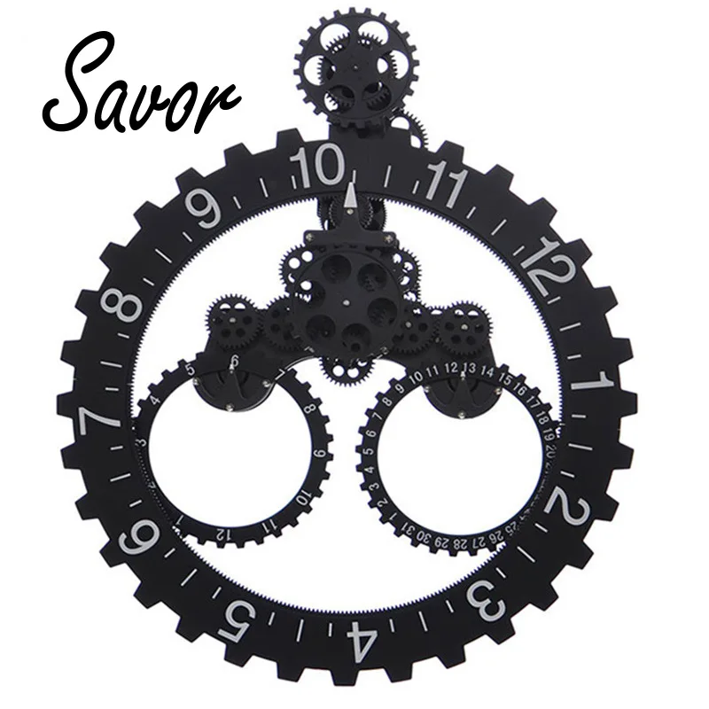 

Wonderful Creative Triangle Big Wall Gear Clock Living Room Home Simple European Mechanical Gear Wall Clock