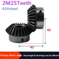 2pcs bevel gear 2m 25teeth inner hole 10121415161718192022 mm gear 90 degrees meshing angle steel gears screw hole m5