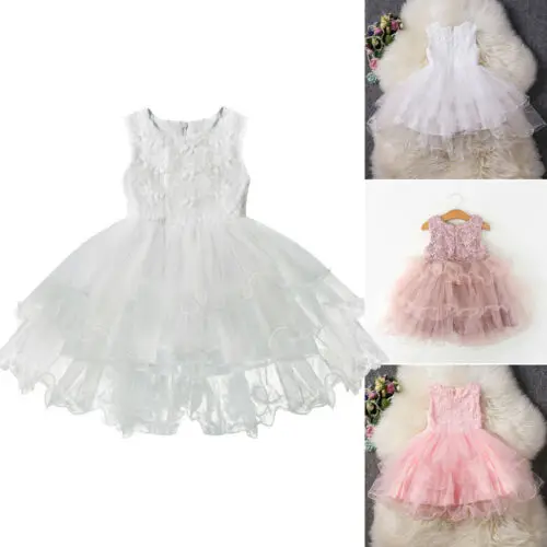 Прямая поставка платье для маленьких девочек кружевное принцессы с цветочным