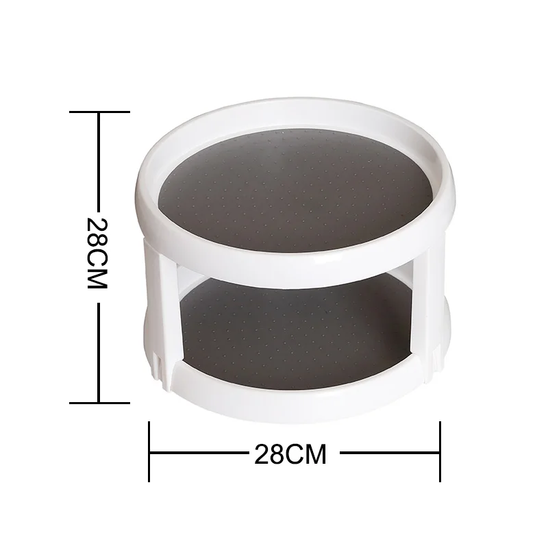 

Kitchen Bathroom Rotating Double Storage Shelf Desktop Storage Rack Rotatable Makeup Rack Kitchen Storage Twin Turntable