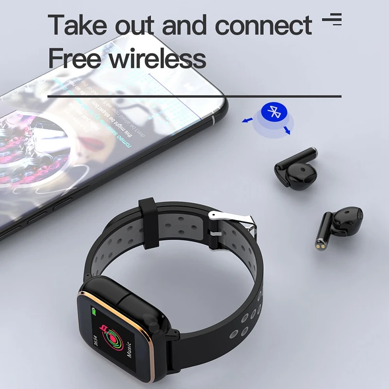 Смарт-часы Беспроводной Bluetooth Шум-шумоподавления Наушники 2-в-1 спортивный