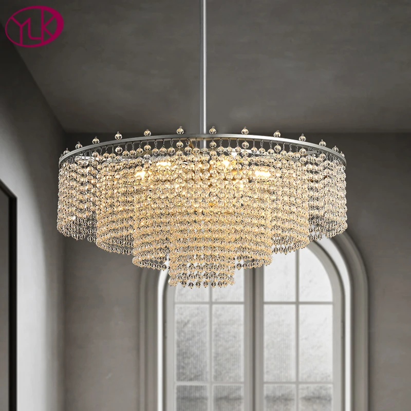 

Современная хрустальная люстра для гостиной, Роскошный домашний декор, светодиодная круглая обеденная Подвесная лампа, светильник