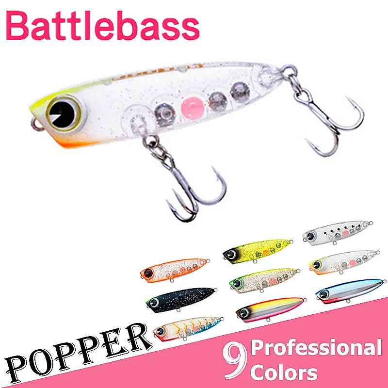 BATTLEBASS Top Water Popper Bait 4.5cm 3g Fishing Lure 1Piece/Lot Plastic Wobbler for Horses mouth | Спорт и развлечения