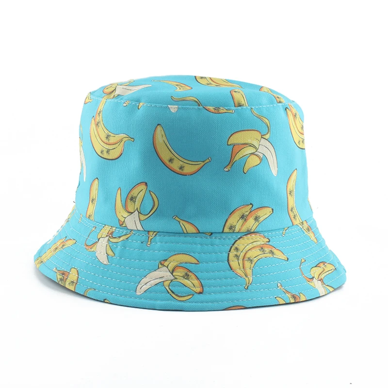 

New Fashion Panama Bucket Hat Men Women Summer Bucket Cap Banana Print Bob Hat Hip Hop Gorros Reversible Fisherman Hat