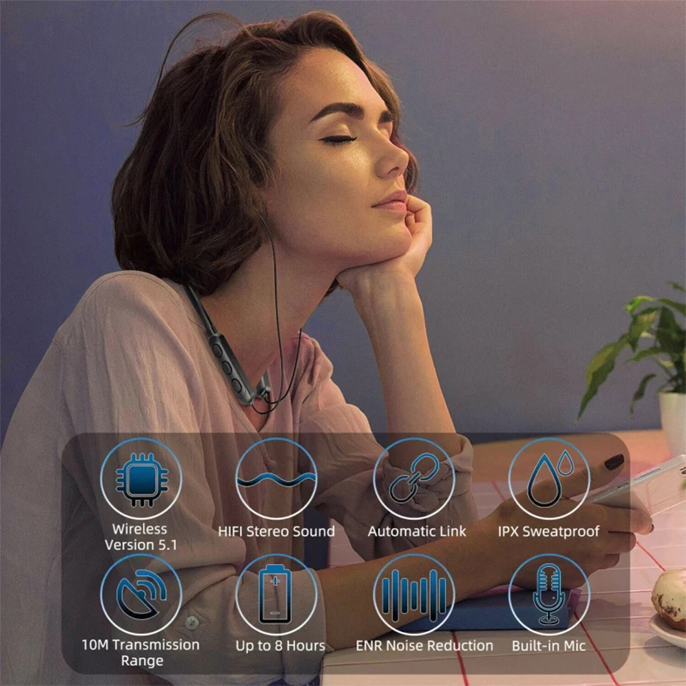 Беспроводная стереогарнитура Bluetooth-Совместимость 5 1 наушники со встроенным