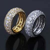 hip hop 5 rows cubic zirconia rings for men women spinner geometric round gold rings party jewelry gold rings 2021