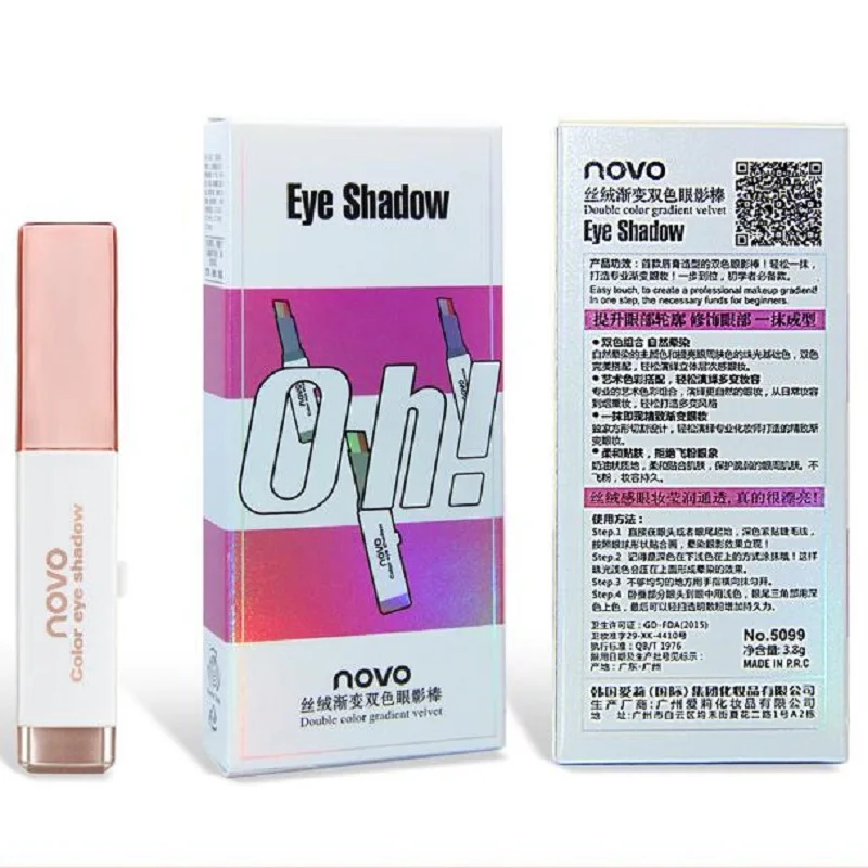 

NOVO Double Color Stereo Gradient Velvet Eyeshadow Stick Shimmer Earth Shadow Cream Pen Cosmetic Makeup Set