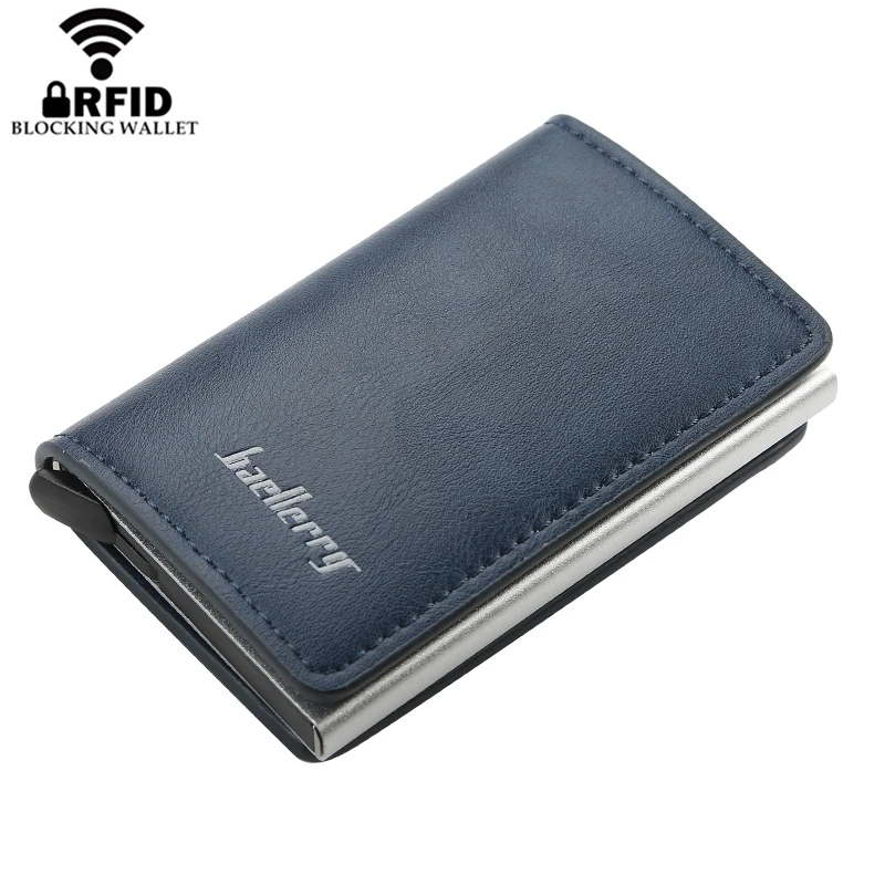 Baellerry RFID Блокировка Мужской кожаный кредитный держатель для карт мини алюминиевый чехол для банковских карт Защита ID маленький женский металлический кошелек