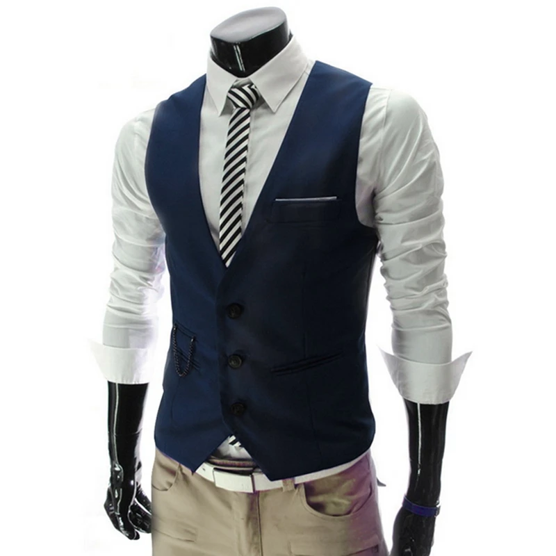 HEFLASHOR платье без рукавов жилеты для мужчин Slim Fit Мужская жилетка костюм жилет Homme