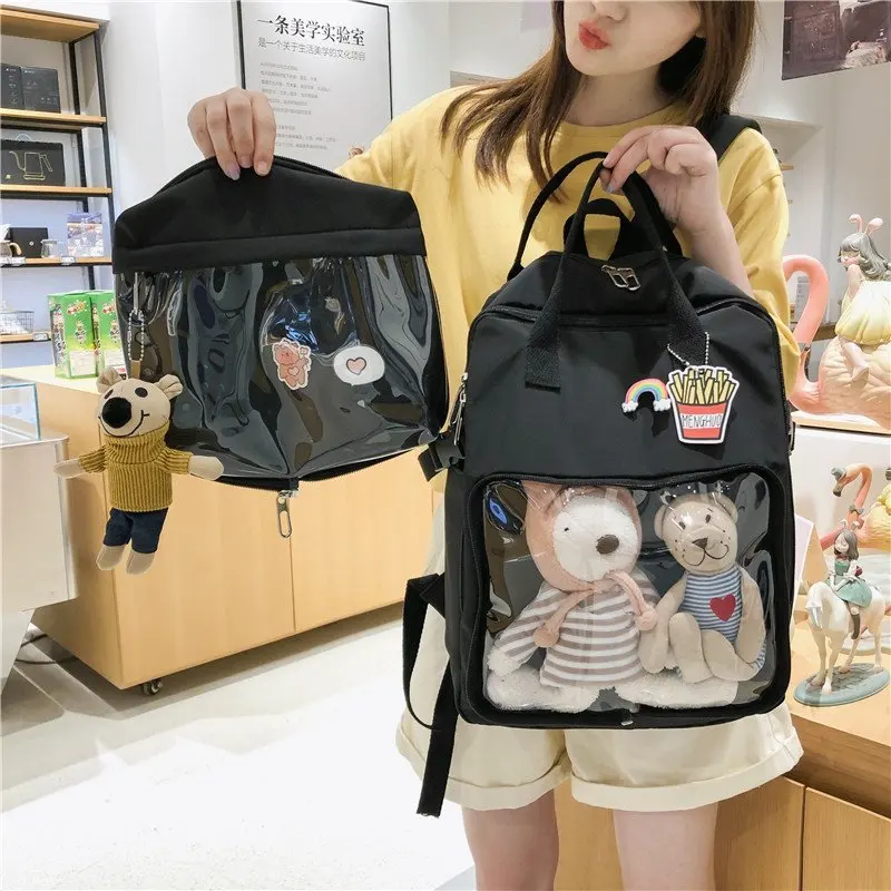 

Korean Transparent School Backpack Women Diy Bag Transparent Designer Backpack Teenage Girls Lovely Students Itabag Mochila 2020