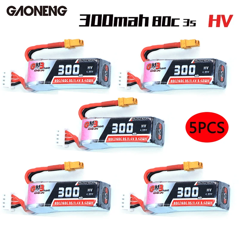 2 шт./5 шт. Gaoneng GNB 300 мАч 3S 11 4 в 80C/160C HV LipoBattery с разъемом XT30 для BETAFPV Beta75X Beta65X 2S Whoop
