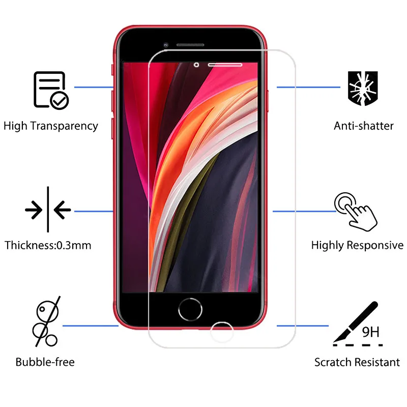 3pcs tempered glass for apple iphone se 2020 protective glass screen protector for iphone se 2020 ip ifone se protective film free global shipping