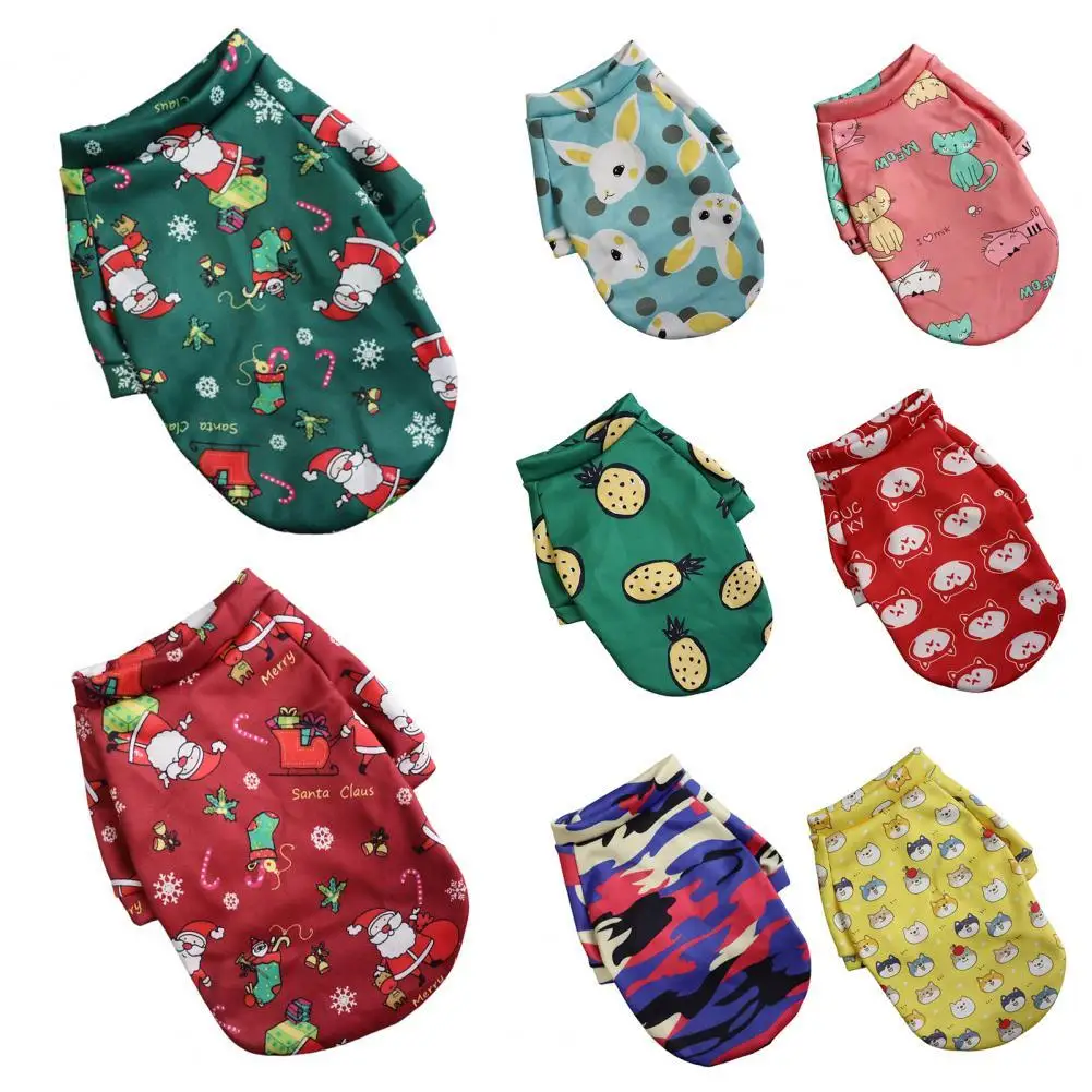 

Женская одежда для домашних животных, Рождественский мультяшный узор, приятный на ощупь теплый легкий в носке свитшот для косплея собак, ко...