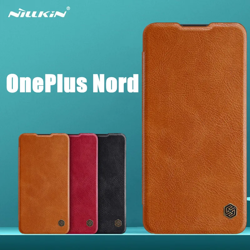 

OnePlus Nord откидной Чехол Nillkin Qin Роскошный кожаный чехол-книжка One Plus Nord полный защитный чехол Fundas