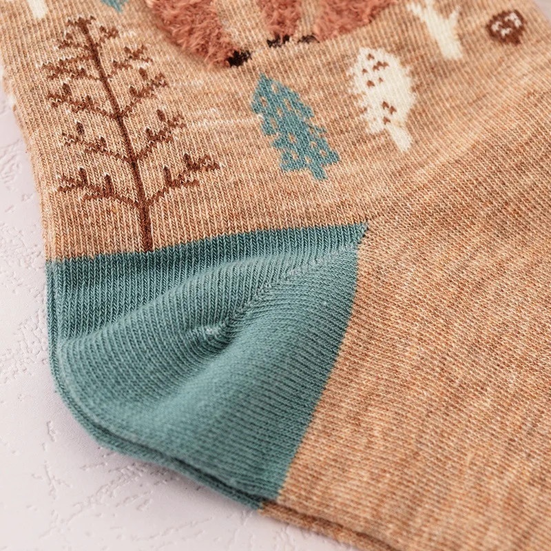 2 Pairs/Lot Winter Autumn Women's Cotton Cartoon Cute Sox for Female Girl Warm Funny Cat Fox Owl calcetines gifts meias | Женская